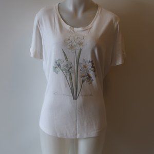 LAUREN RALPH LAUREN FLORAL GRAPHIC LINEN TOP XL *